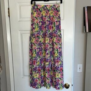 SHEIN Pink and Purple Pleated A-Line Maxi Skirt